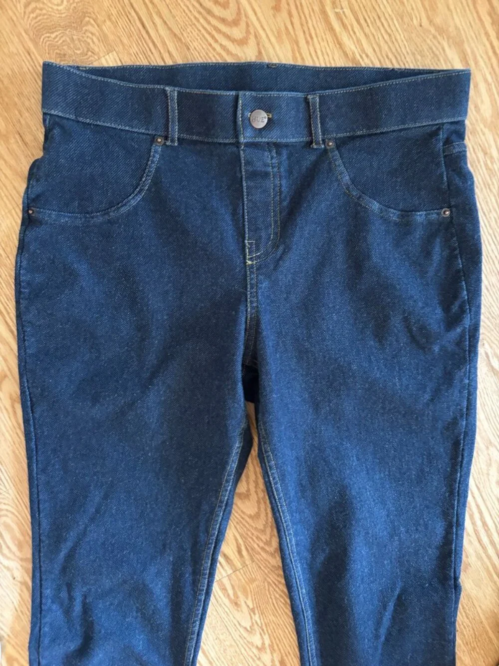 HUE Blue Skinny Jeans  Stretch Comfort Pull-On Full Length Women's Size Medium - Picture 2 of 5